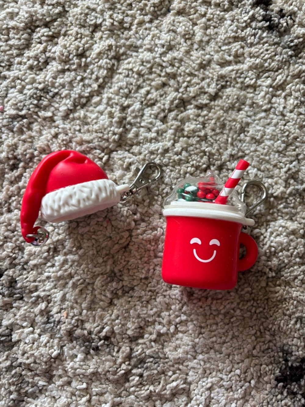 Bath & Body Works Red Hot Cocoa Cup Keychain with Santa Hat Charm